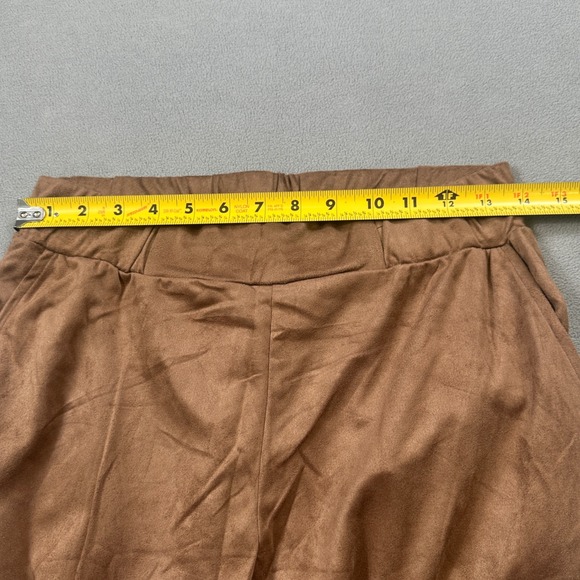 NWOT Zara Trafaluc Tan Faux Suede Pants 28x26 Elastic Waist Straight Trousers - Picture 4 of 8